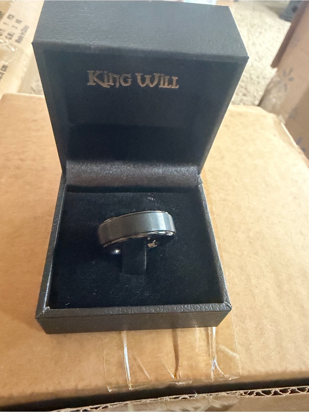 Brand New King Will BASIC Men's Black Tungsten Ring - Size 11 (8mm) With Box